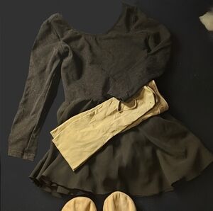 Black Dance Dress with Tan Ballet Shoes